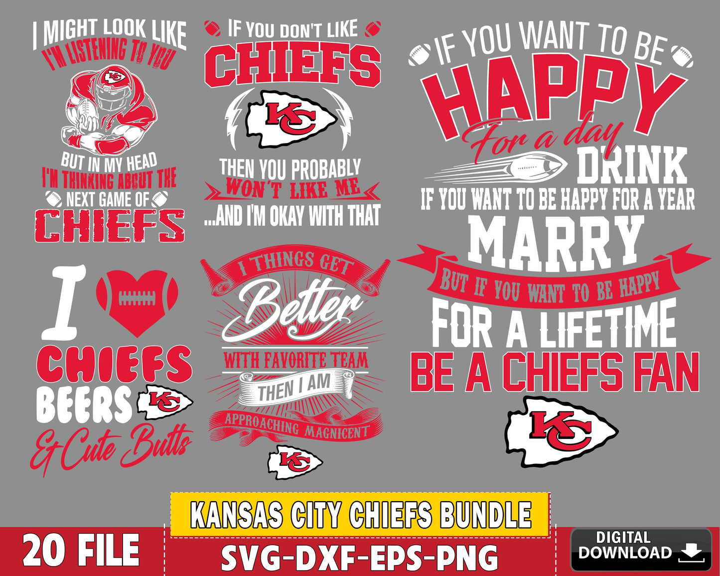 Kansas City Chiefs Bundle svg ,20 file Kansas City Chiefs svg, Nfl svg, superbowl Bundle Digital Cut Files, super bowl svg eps dxf png file, for Cricut, Silhouette, digital download , file cut