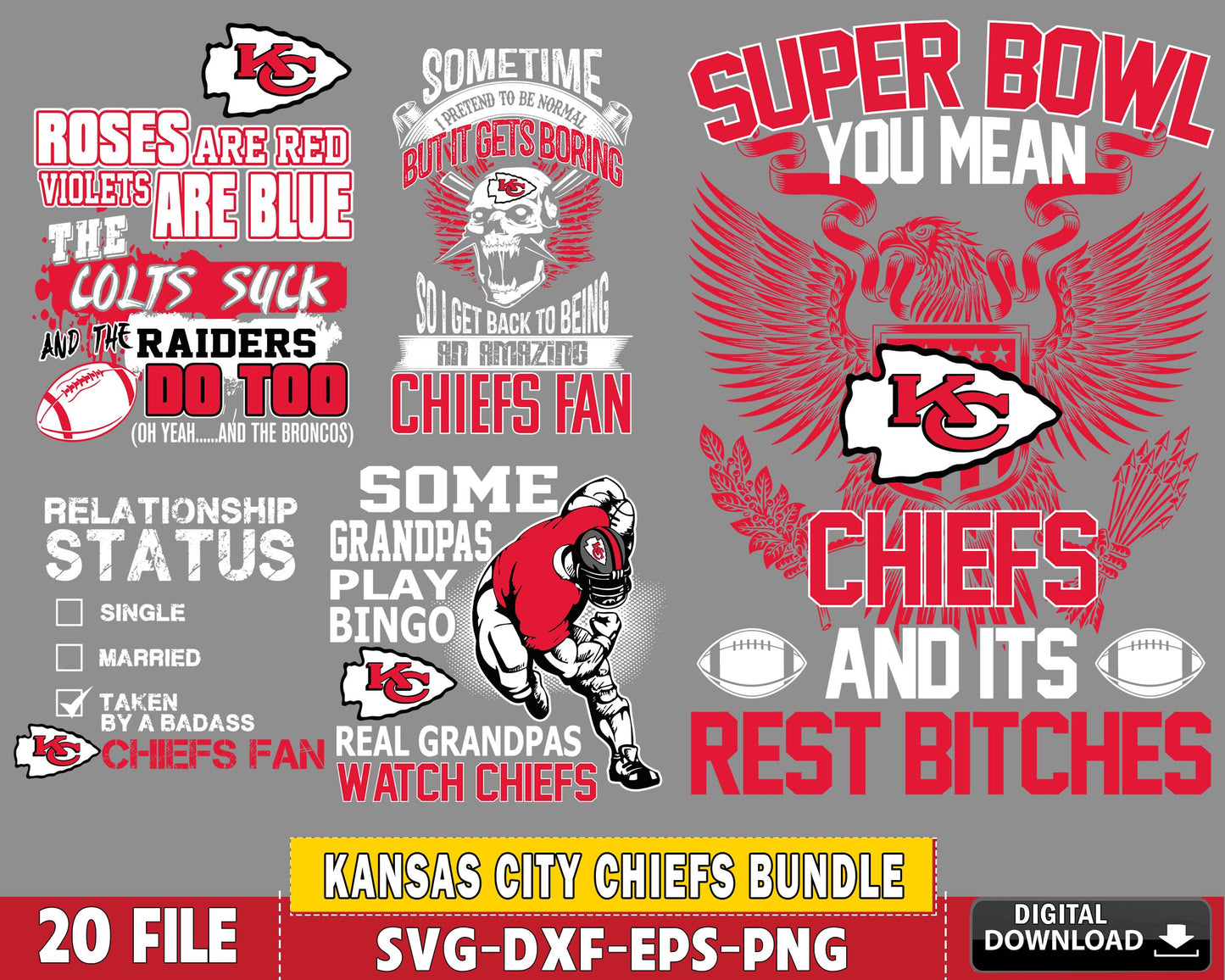 Kansas City Chiefs Bundle svg ,20 file Kansas City Chiefs svg, Nfl svg , superbowl Bundle Digital Cut Files , super bowl svg eps dxf png file, for Cricut, Silhouette, digital download , file cut