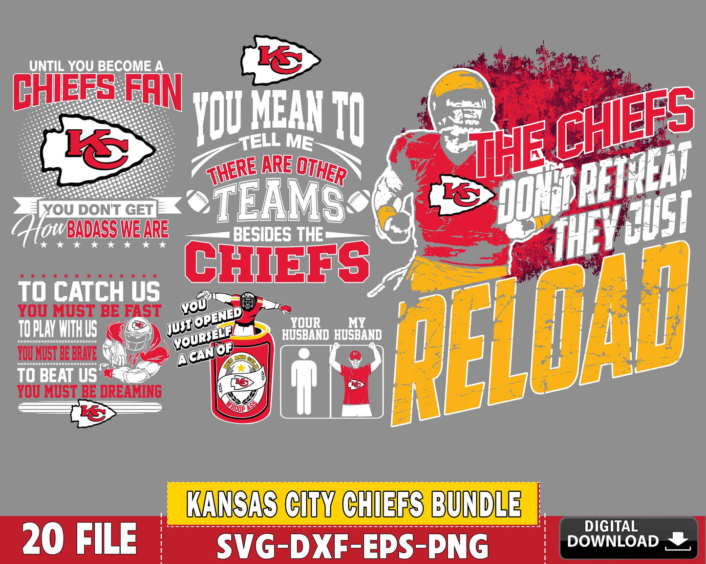 Kansas City Chiefs Bundle svg ,20 file Kansas City Chiefs svg, Nfl svg,superbowl Bundle Digital Cut Files , super bowlsvg eps dxf png file, for Cricut, Silhouette, digital download , file cut
