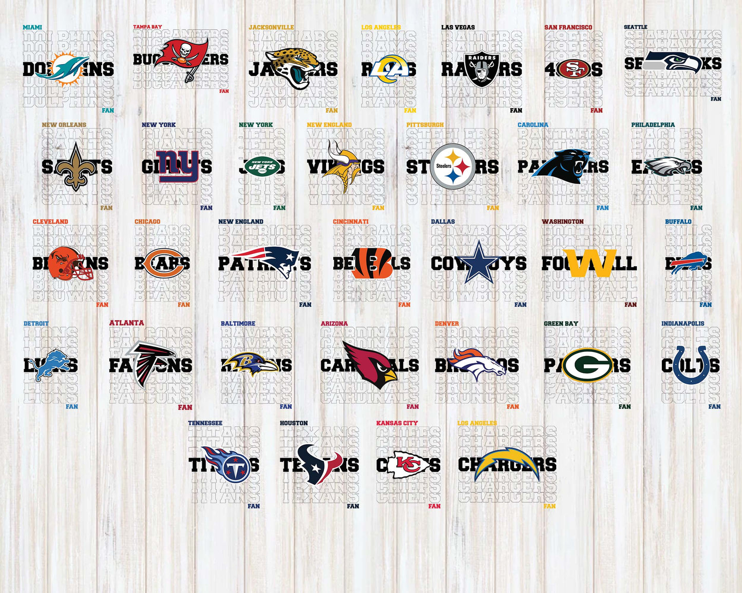 Bundle NFL Fan svg eps dxf png file ,32 team nfl svg eps png, for Cricut, Silhouette, digital, file cut