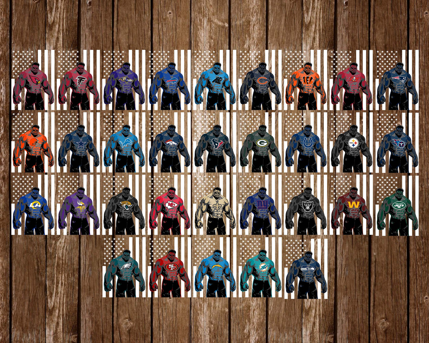 nfl svg,Bundle NFL hulk flag svg ,32 team nfl svg eps png, for Cricut, Silhouette, digital, file cut