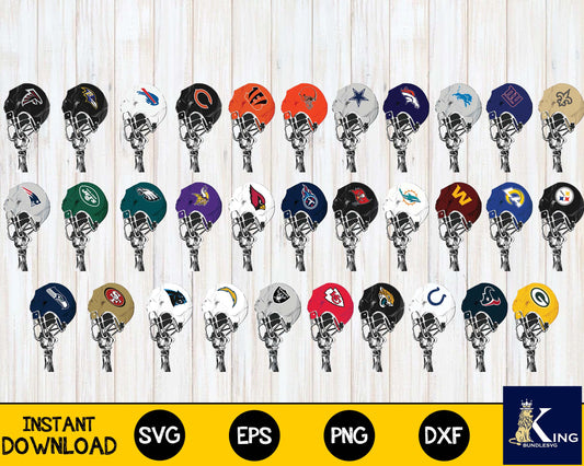 Bundle NFL hand helmet svg eps dxf png file,32 team nfl  svg eps png, for Cricut, Silhouette, digital, file cut