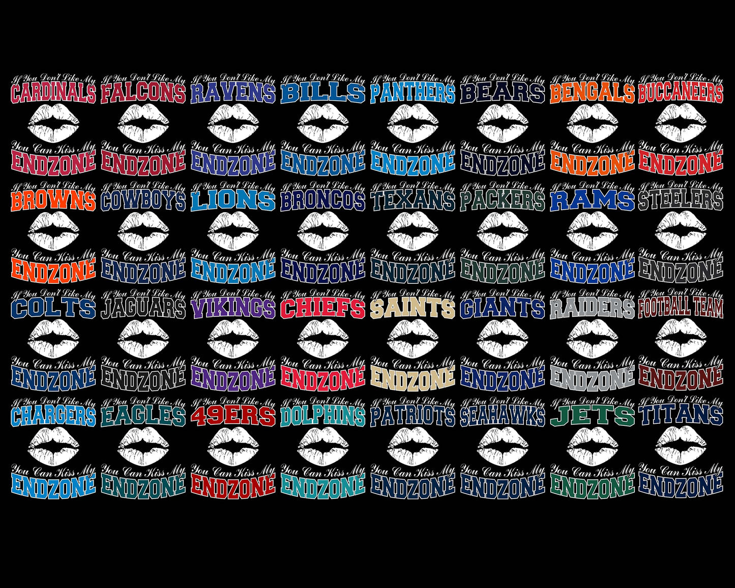 Bundle If You Don't Like My NFL,You Can Kiss My End-Zone svg eps dxf png file,32 team nfl svg eps png, for Cricut, Silhouette, digital, file cut