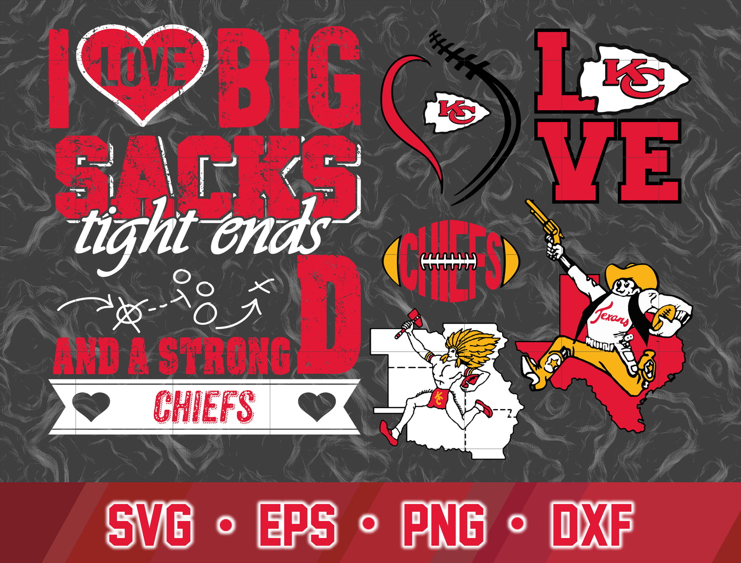 Kansas City Chiefs Bundle svg, Kansas City Chiefs Nfl, Bundle superbowl Digital Cut Files, super bowl svg eps dxf png file, for Cricut, Silhouette, digital, file cut