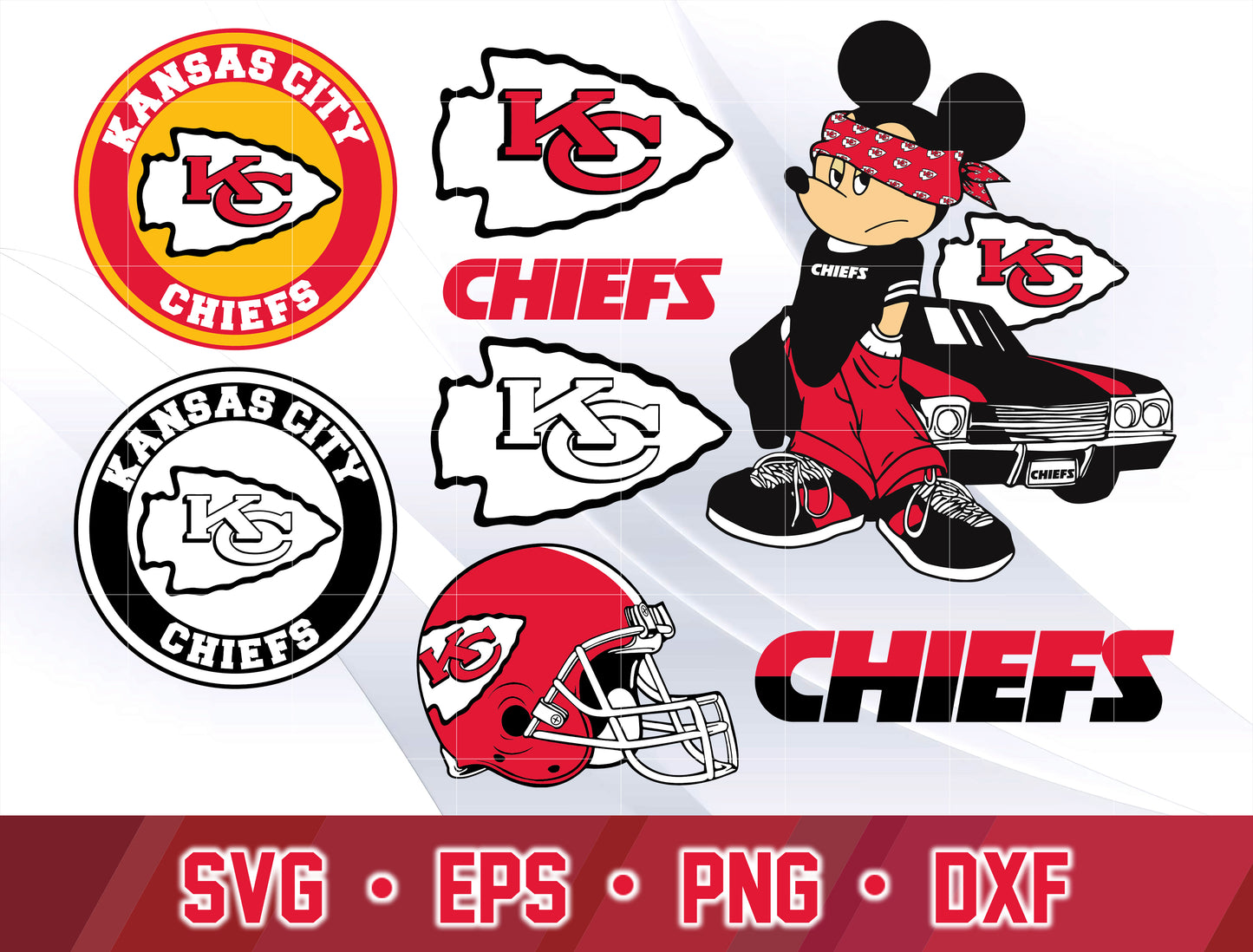 Kansas City Chiefs Bundle svg, Kansas City Chiefs Nfl, Bundle superbowl Digital Cut Files, super bowl svg eps dxf png file, for Cricut, Silhouette, digital, file cut
