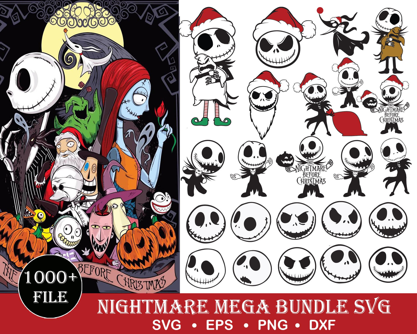 1000+ Nightmare Before Christmas SVG Mega Bundle  svg eps png, for Cricut, Silhouette, digital, file cut