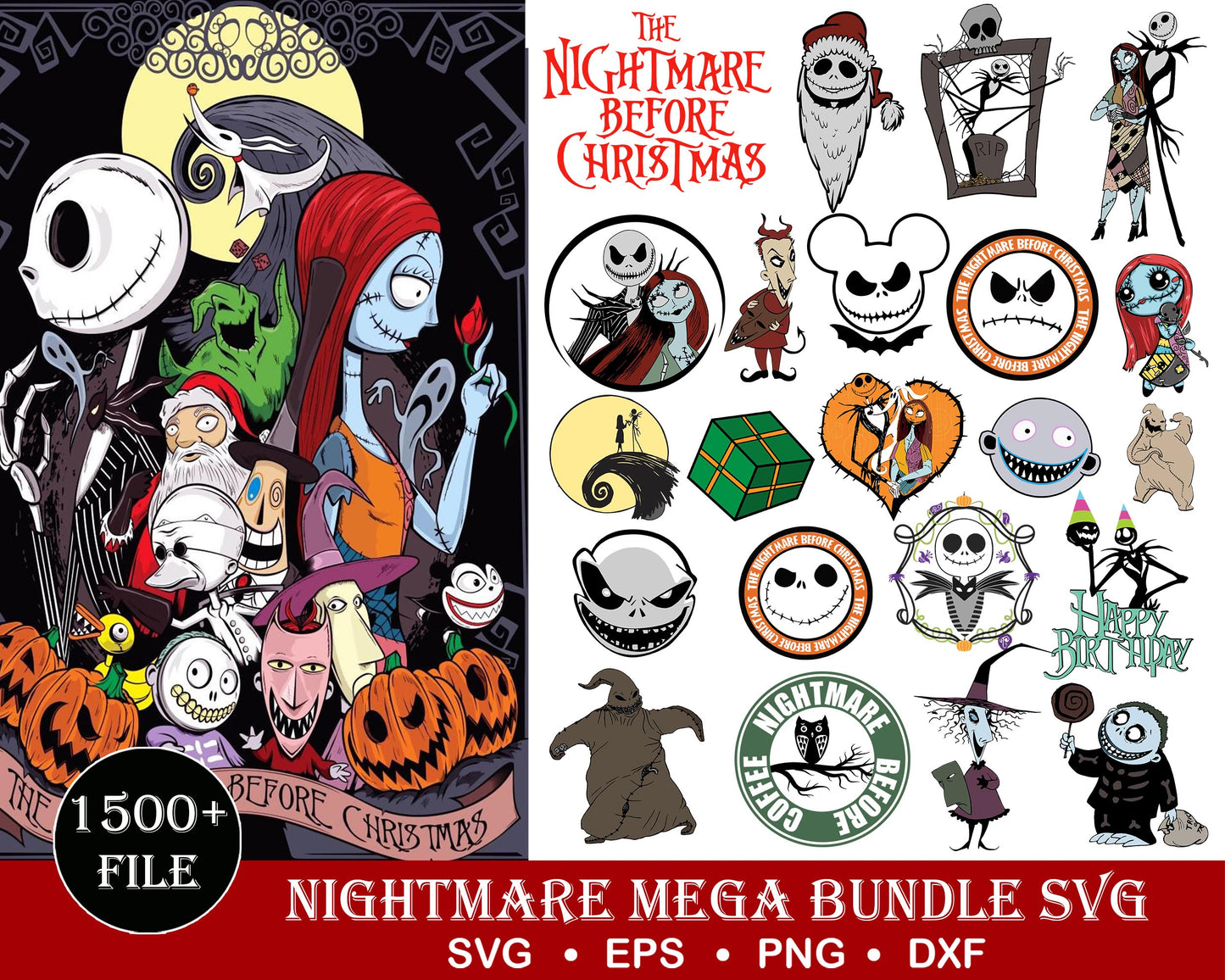 1500+ Nightmare Before Christmas SVG Mega Bundle svg eps png, for Cricut, Silhouette, digital, file cut