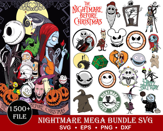 1500+ Nightmare Before Christmas SVG Mega Bundle  svg eps png, for Cricut, Silhouette, digital, file cut