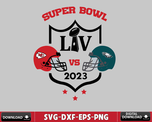 Philadelphia Eagles vs  Kansas City Chiefs SVG, superbowl Digital Cut Files ,  super bowl svg eps dxf png file, for Cricut, Silhouette, digital, file cut