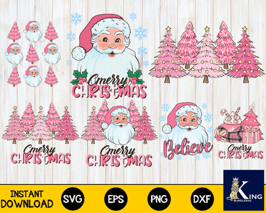 Pink Merry Christmas bundle svg , Mega Pink Merry Christmas svg eps dxf png , for Cricut, Silhouette, digital, file cut