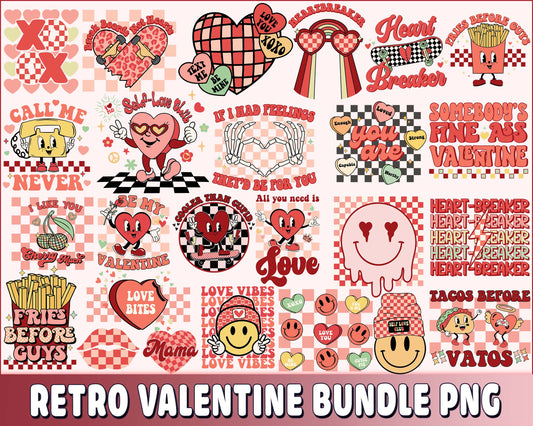Retro Valentine PNG , Retro Valentine bundle PNG, Valentines Day Sublimation , Digital download , Instant Download
