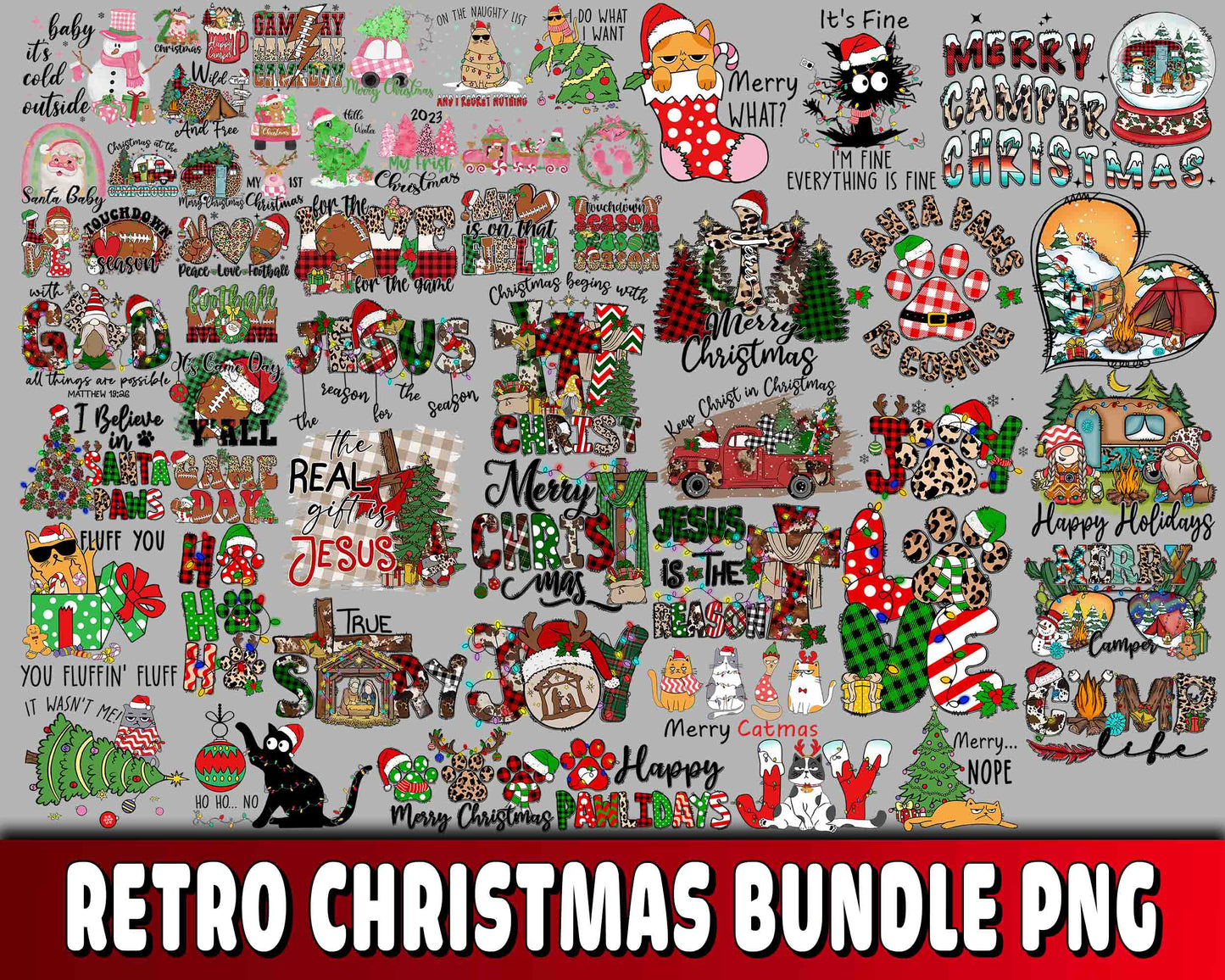 Retro christmas PNG , Mega bundle Retro Christmas PNG , for Cricut, Silhouette, digital download , file cut, Instant Download