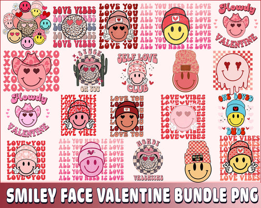 Smiley Face valentine PNG , Smiley Face valentine bundle PNG , Valentines Day Sublimation , Digital download , Instant Download