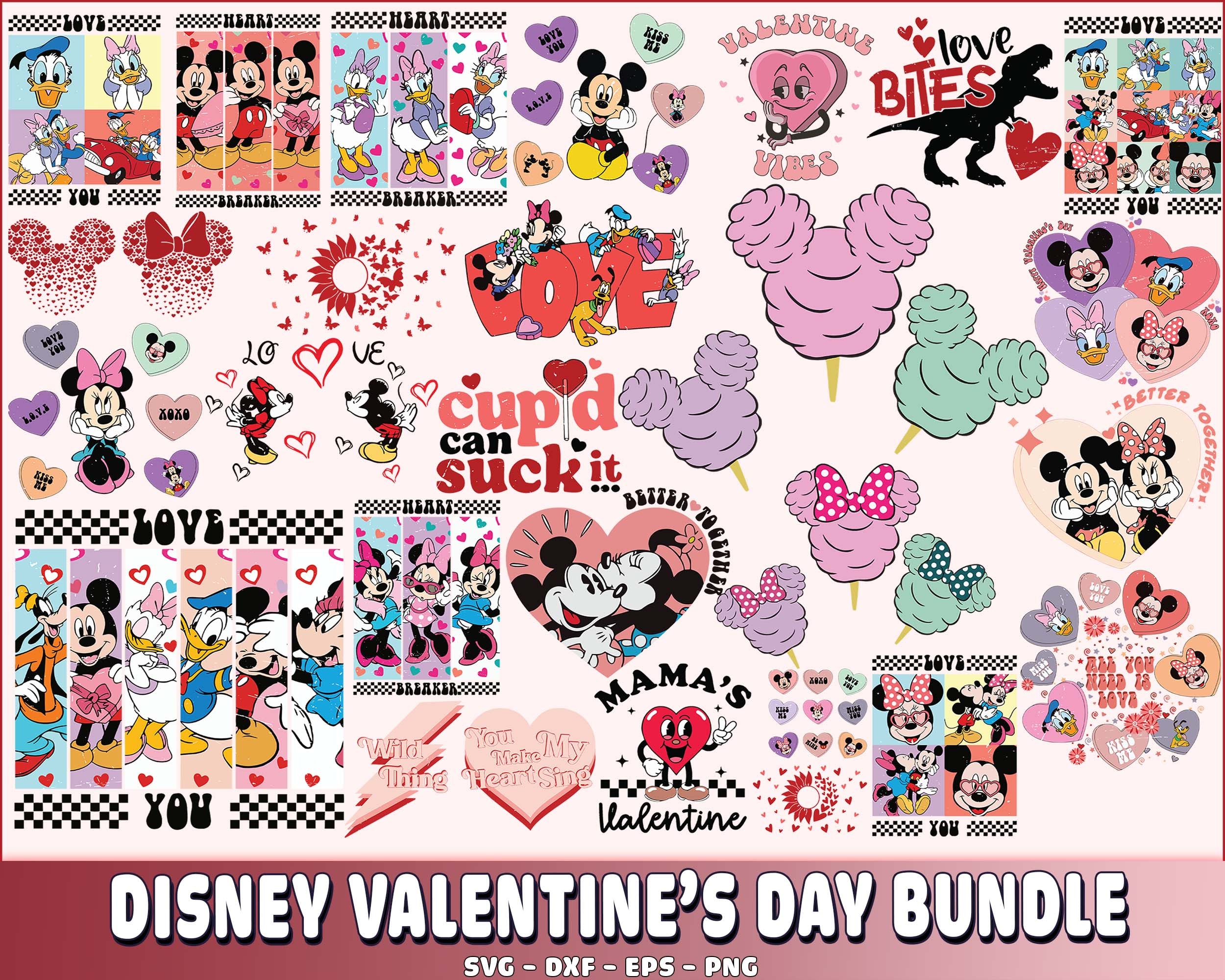 225 Disney Valentines Day bundle, Valentines Mickey, Valentines svg pn