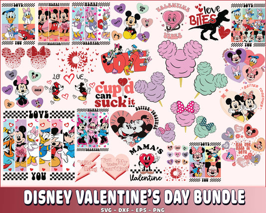 Disney Valentine's Day SVG, 100+ file Mikey Vanlentine's bundle SVG DXF EPS PNG, Valentine day SVG bundle , Silhouette, Digital download , Instant Download