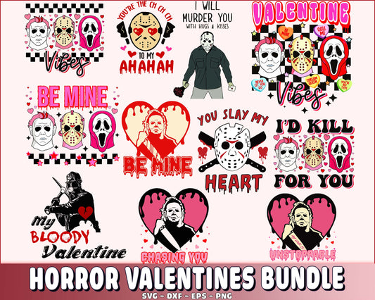 Horror Valentines SVG , Valentine vibes png , horror valentines bundle SVG DXF EPS PNG, Valentine day SVG bundle , Silhouette, Digital download , Instant Download