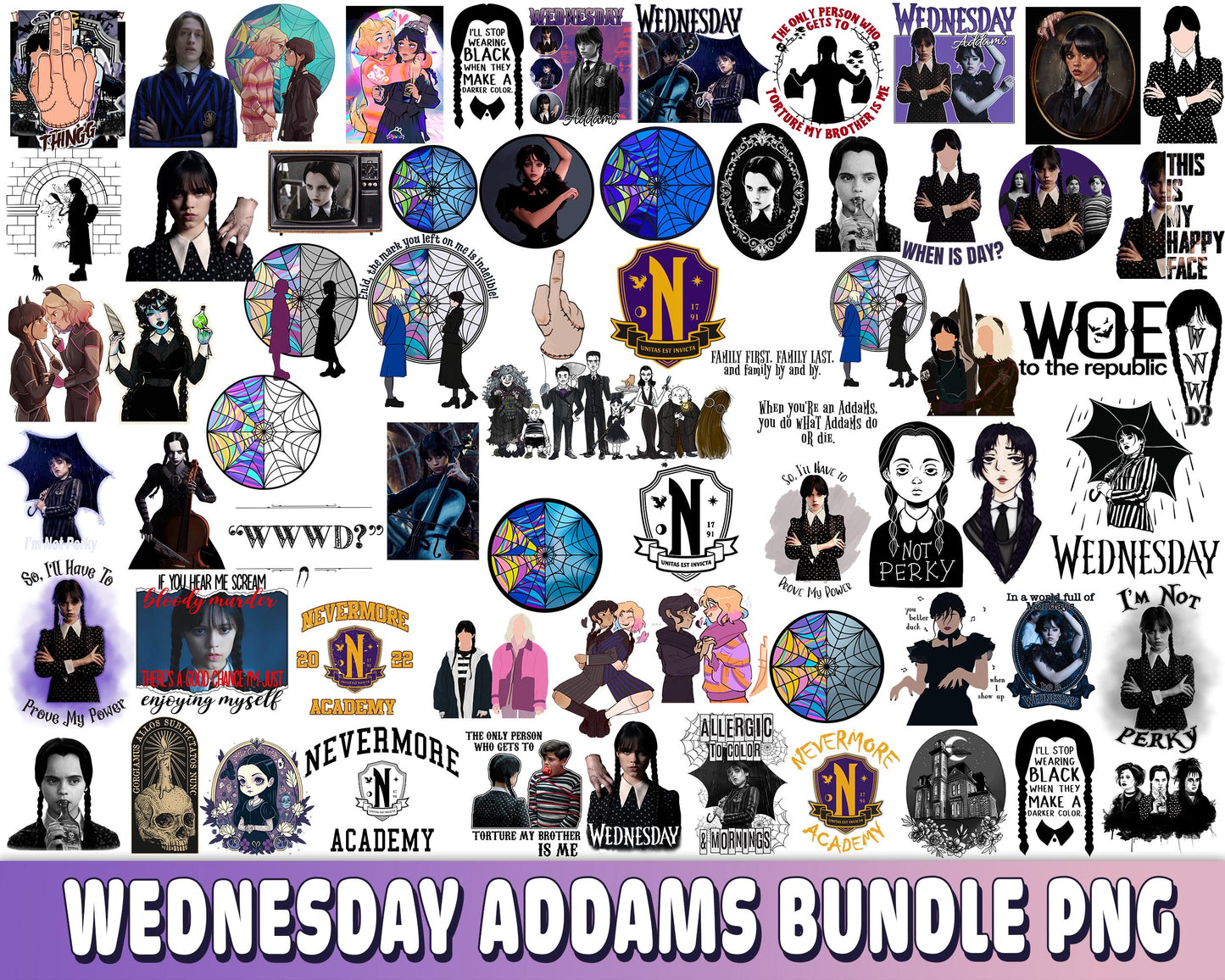 Wednesday Addams bundle PNG, Netflix series bundle PNG , Wednesday Addams PNG, Silhouette, Digital Download , Instant Download