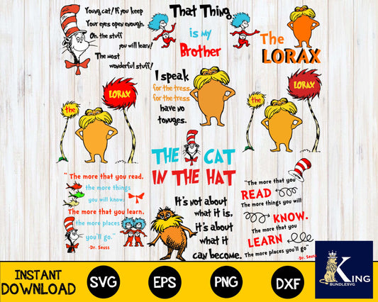 YOUNG CAT DR SEUSS, the lorax, that thing is my brother, the cat in the hat svg,mega bundle dr seuss svg,bundle dr seuss for Cricut, Silhouette, digital, file cut