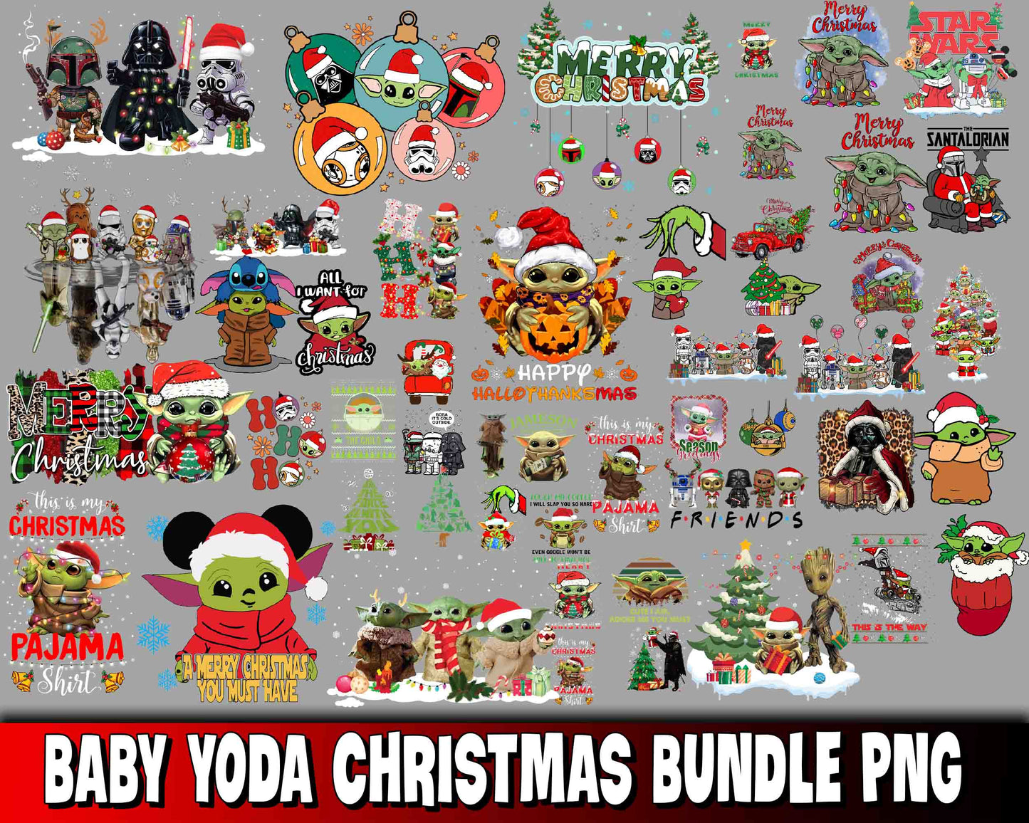 Baby Yoda christmas bundle PNG , Grinch bundle PNG , for Cricut, Silhouette, digital, file cut