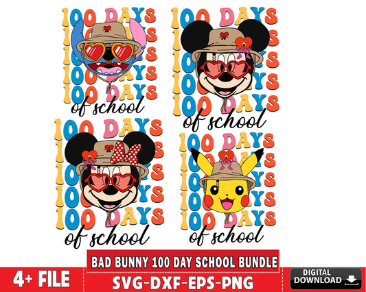 Bad Bunny 100 day school bundle svg, SVG EPS PNG DXF , for Cricut, Silhouette, digital download, file cut