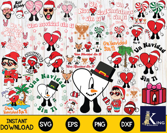 160+ file Christmas Bad Bunny Svg, christmas Un verano sin ti Layered SVG, Mega Bundle  Xmas 20222 Bad Bunny digital designs, dxf svg eps png, for Cricut, Silhouette, digital, file cut