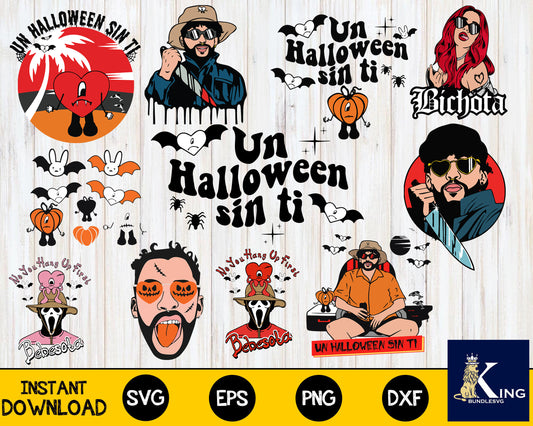 bad bunny halloween bundle svg, Un Halloween sin Ti  SVG, Mega Bundle Un Halloween sin Ti svg dxf eps png, for Cricut, Silhouette, digital, file cut
