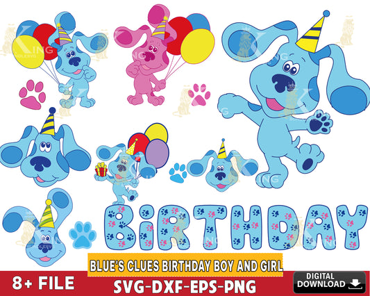 blue's clues Birthday Boy And Girl bundle SVG EPS PNG DXF , for Cricut, Silhouette, digital download, file cut
