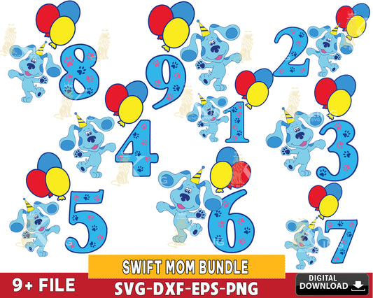 blue's clues birthday bundle svg,blue's clues number SVG EPS PNG DXF , for Cricut, Silhouette, digital download, file cut