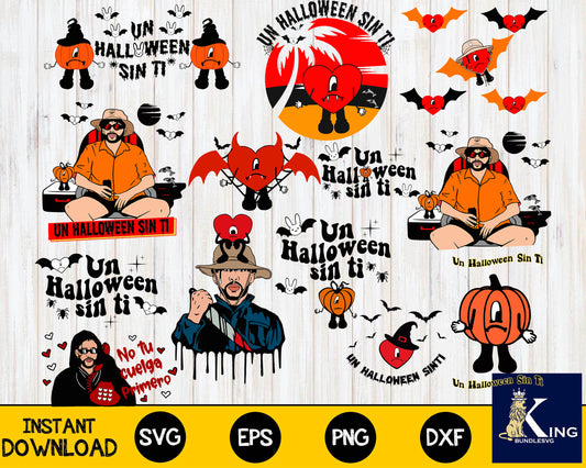 bad bunny halloween bundle svg, Un Halloween sin Ti halloween SVG, Mega Bundle Un Halloween sin Ti svg dxf eps png, for Cricut, Silhouette, digital, file cut