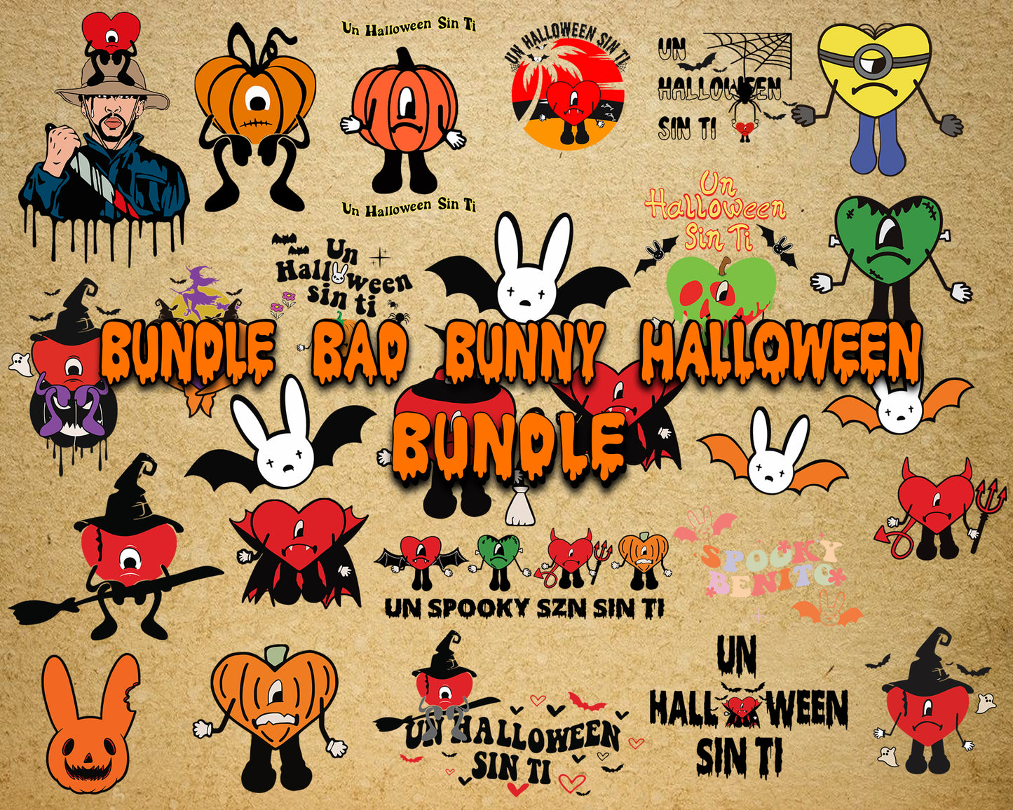 bad bunny halloween bundle svg, Un Halloween sin Ti SVG, Mega Bundle Un Halloween sin Ti svg dxf eps png, for Cricut, Silhouette, digital, file cut