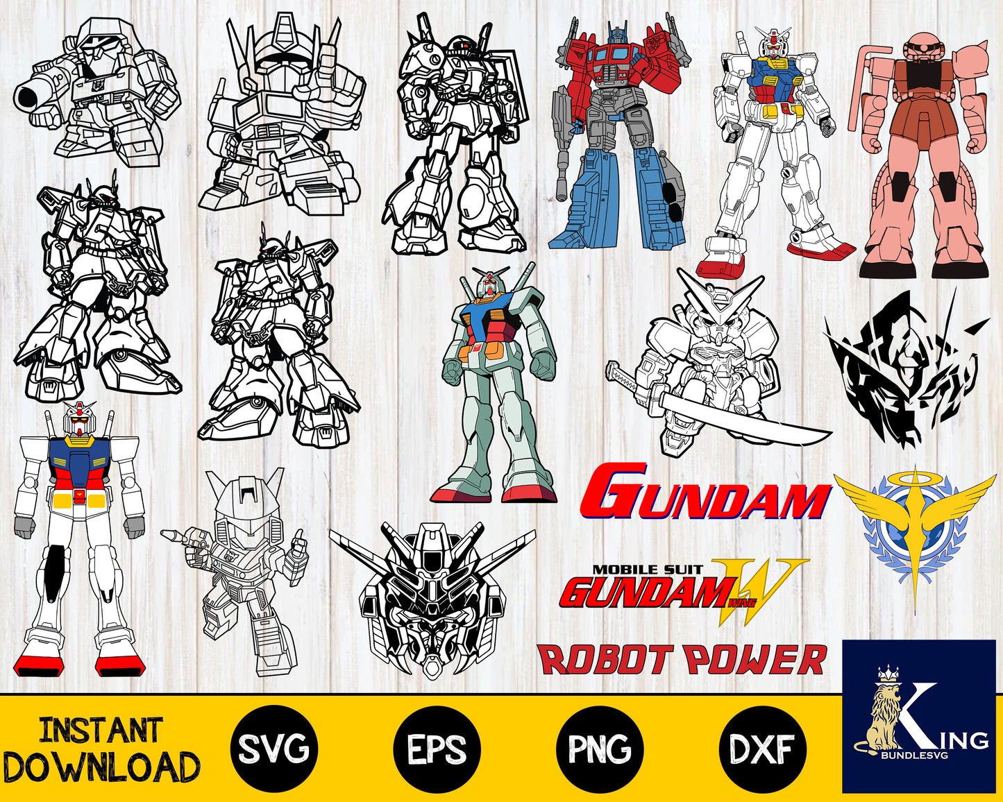 bundle gundam svg ,gundam svg eps dxf png, bundle gundam for Cricut, Silhouette, digital, file cut