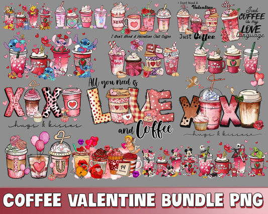 Coffee Valentine bundle PNG, Valentine day PNG bundle , Silhouette, Digital download , Instant Download