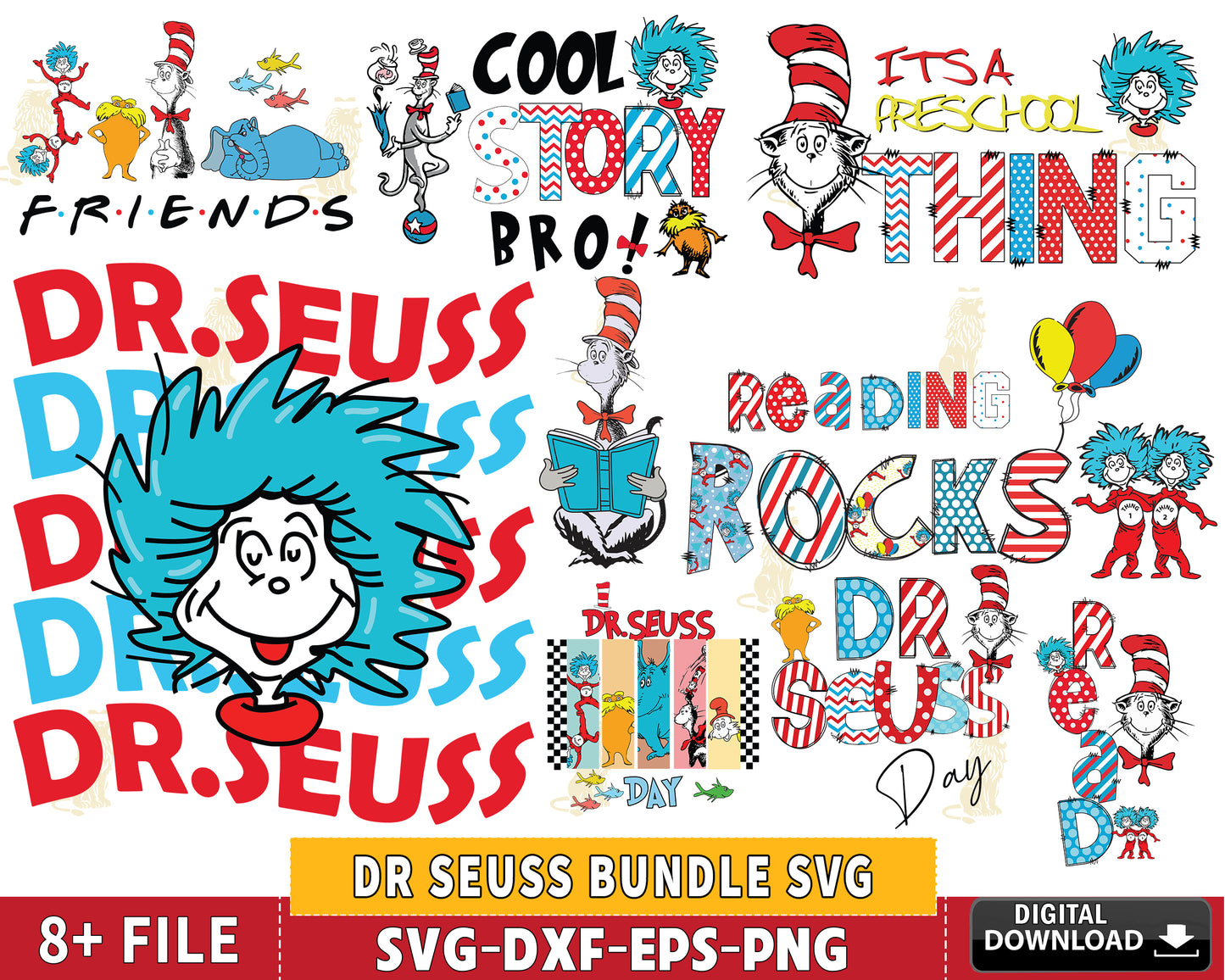 dr seuss Bundle SVG, Dr. seuss Retro, Dr.seuss book svg, Dr. seuss svg, for Cricut, Silhouette, digital, file cut, Instant Download