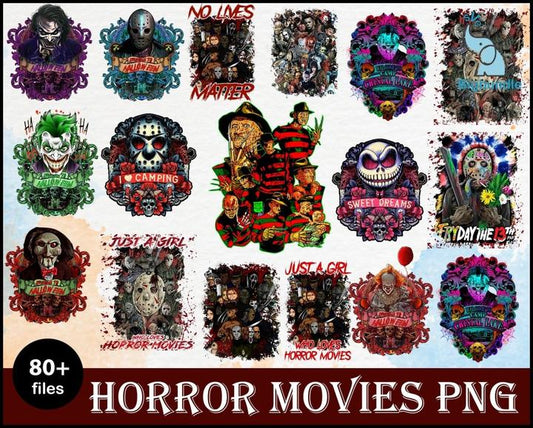 80 file Horror Movies Characters PNG, Halloween Sublimation Designs Png, Halloween Bundle Png, Horror Movies