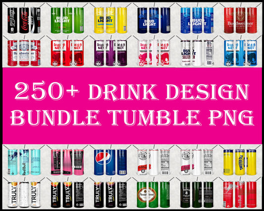 250+ Tumbler Drink Designs Bundle PNG High Quality, Designs 20 oz sublimation, Bundle Design Template for Sublimation
