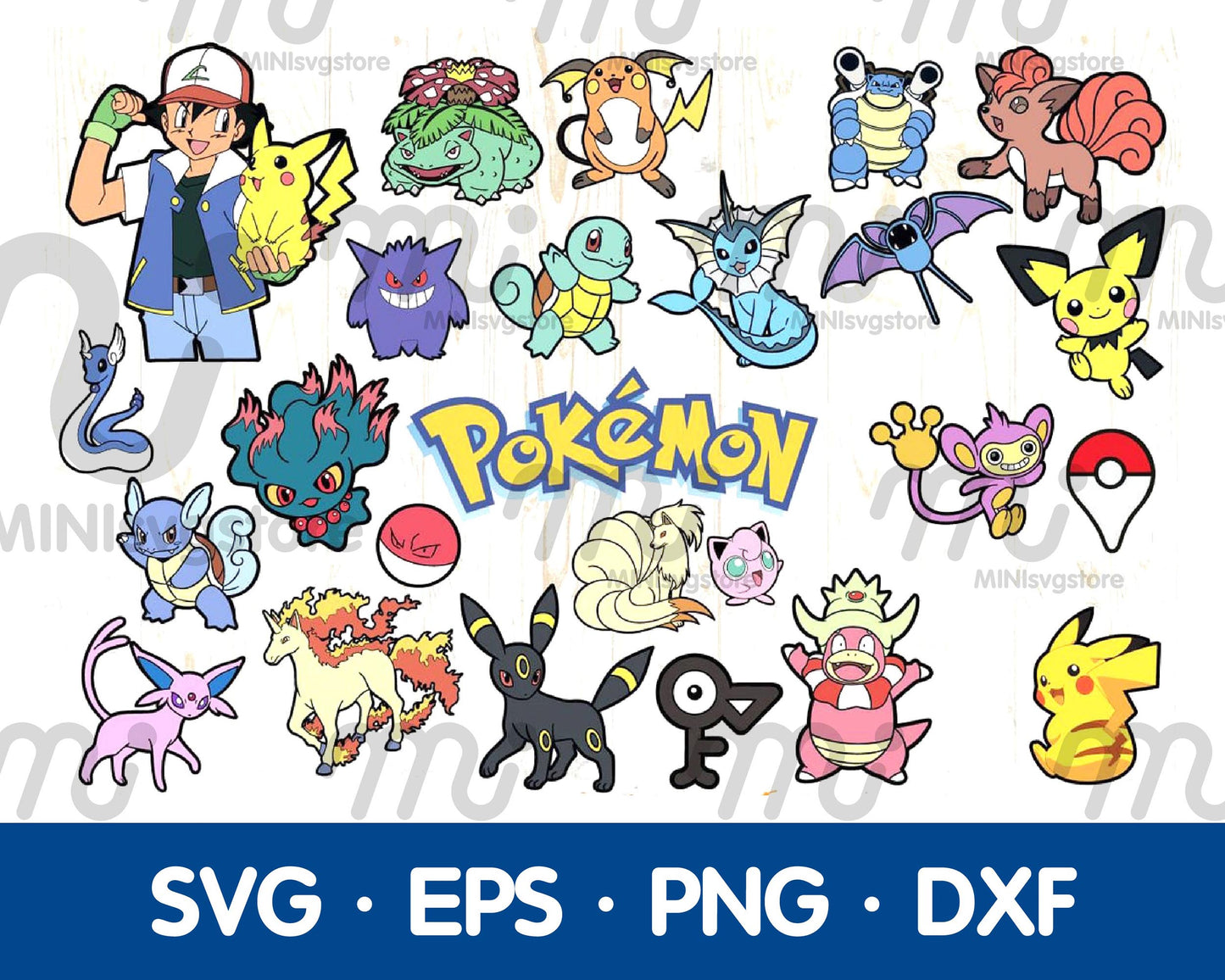 100+ file pokemon SVG Mega Bundle svg eps png, for Cricut, Silhouette, digital, file cut