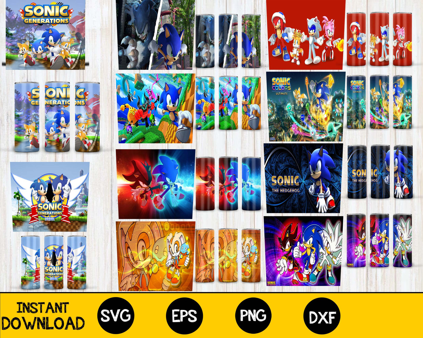 150+ file tumbler Sonic Bundle PNG High Quality, Designs 20 oz sublimation, Bundle Design Template for Sublimation