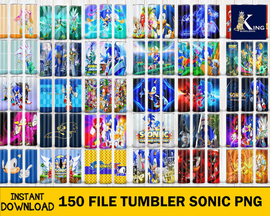 150+ file tumbler Sonic  Bundle PNG High Quality, Designs 20 oz sublimation, Bundle Design Template for Sublimation