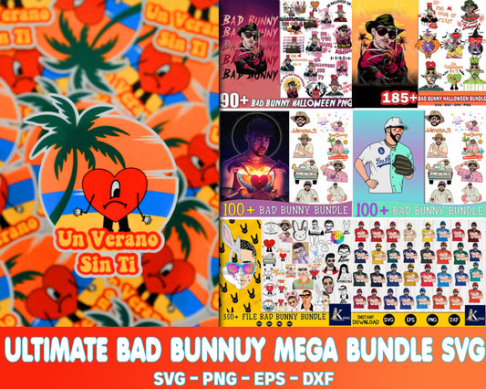 ultimate bad bunny mega bundle svg, unverano sin ti SVG, Mega Bundle unverano sin ti svg eps png, for Cricut, Silhouette, digital, file cut