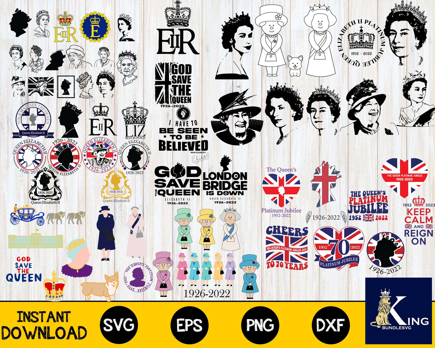 ultimate bundle Queen Elizabeth II svg, Mega Bundle Elizabeth II svg dxf eps png, cricut , for Cricut, Silhouette, digital download
