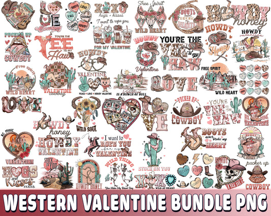 Western Valentine bundle PNG , 40+ file Western Valentine PNG, Valentines Day Sublimation , Digital download , Instant Download