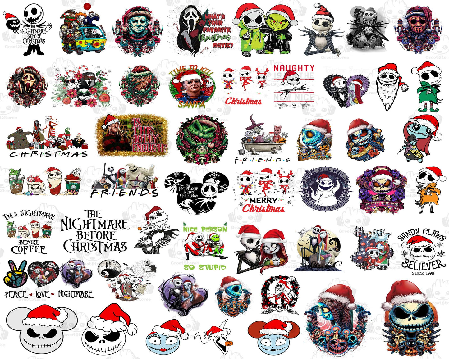 100+ Horror Christmas Character Png Bundle, Nightmare Before Christmas Png, Christmas Friend Png Bundle, Silhouette, digital , Instant Download