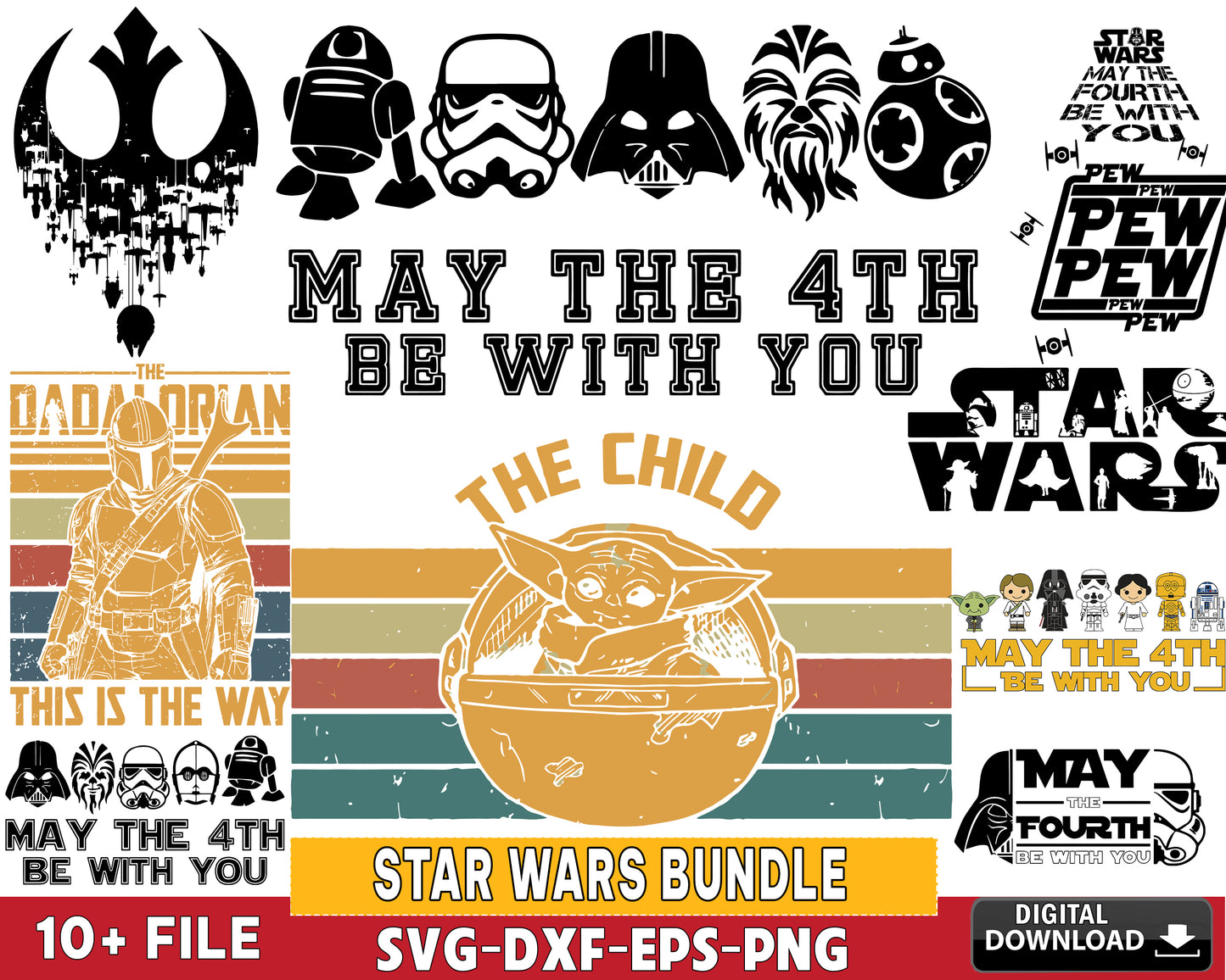 Star Wars Bundle svg,10 file star wars bundle svg eps png dxf , for Cricut, Silhouette, digital, file cut