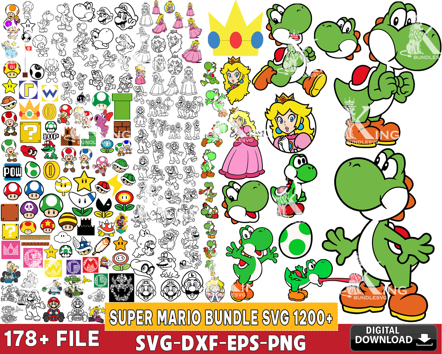 1200+ file Super mario bundle svg eps png dxf , for Cricut, Silhouette, digital, file cut