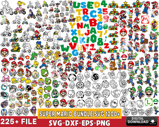 1200+ file Super mario bundle svg eps png dxf , for Cricut, Silhouette, digital, file cut