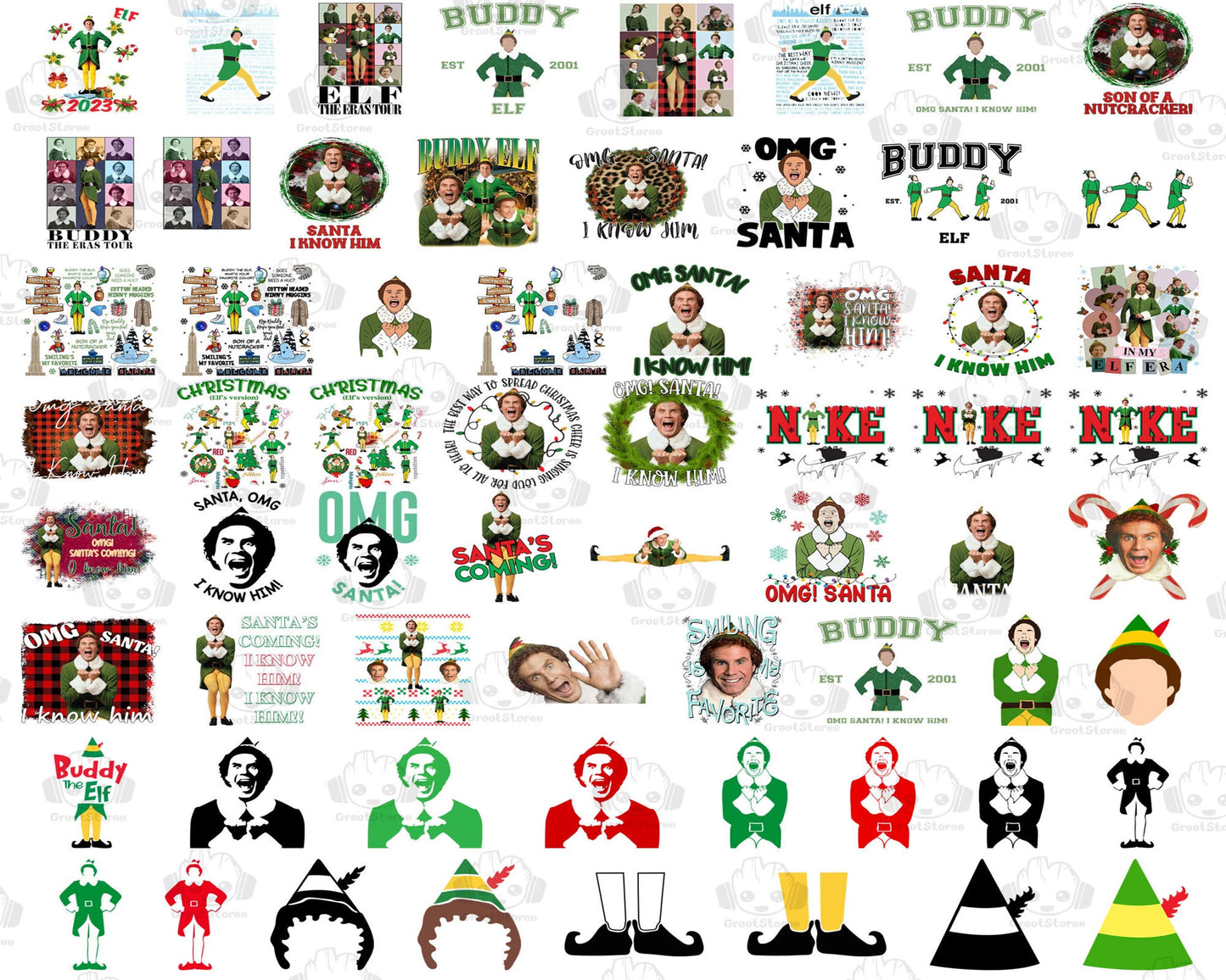 120+ Funny ELF Png Bundle, OMG Santa I Know Him Svg Bundle, Christmas Movie Character Png Bundle, Silhouette, digital , Instant Download