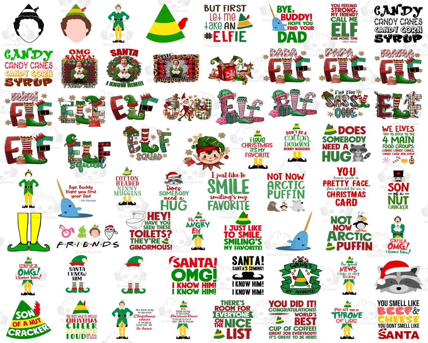 120+ Funny ELF Png Bundle, OMG Santa I Know Him Svg Bundle, Christmas Movie Character Png Bundle, Silhouette, digital , Instant Download