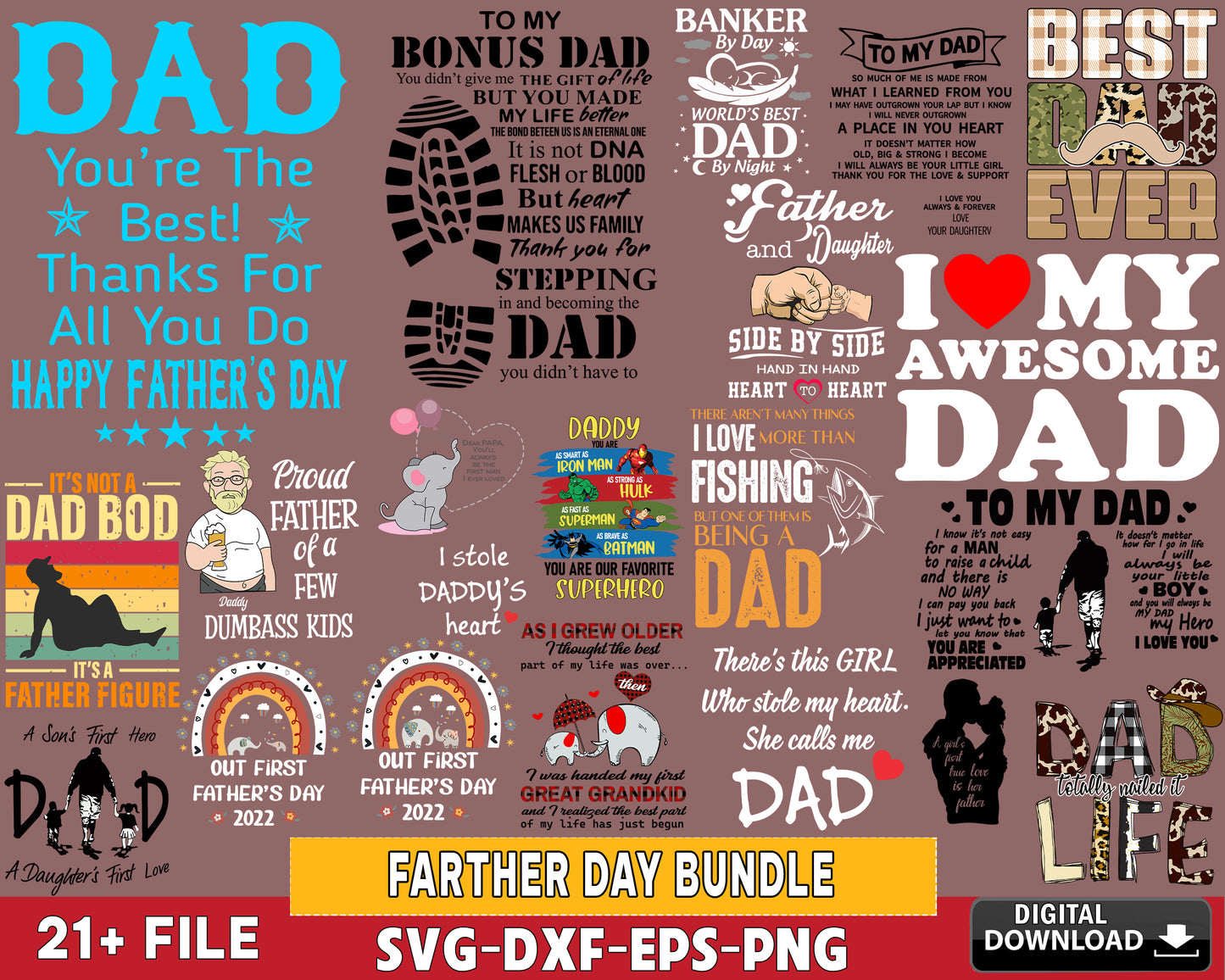 21 file father day bundle svg, farther day SVG DXF EPS PNG , for Cricut, Silhouette, Digital download ,Instant Download