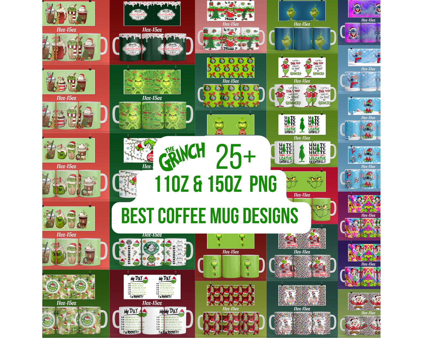 25+ file Grinch MUG TEMPLATE PNG, Christmas coffee bundle PNG, for Cricut, Silhouette, digital download, file cut