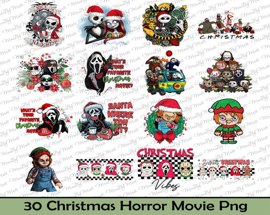 30 Christmas Horror Nightmare Movie Png Bundle, Silhouette, digital , Instant Download